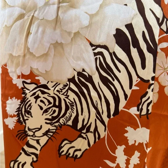 NWT Las Sureñas Tiger Romantic Silk Maxi Dress Size Medium - Picture 13 of 15